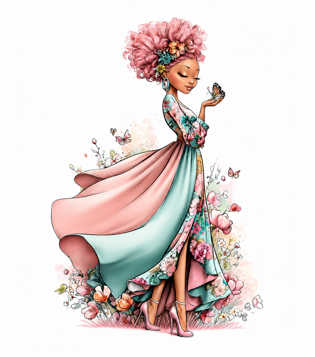 SmallerExpand.Expandv2..Edit.BlackWomanPinkHair.DressButterflyHand